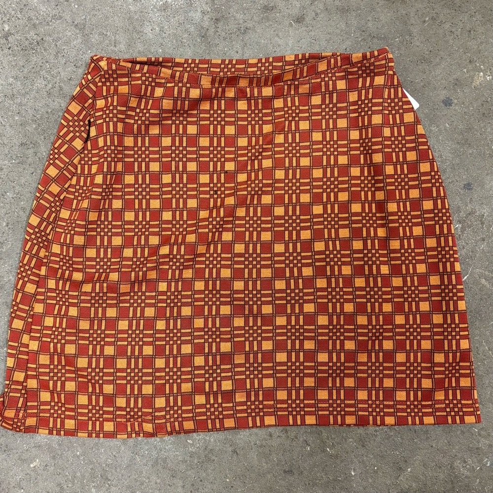 Retro print stretch mini skirt